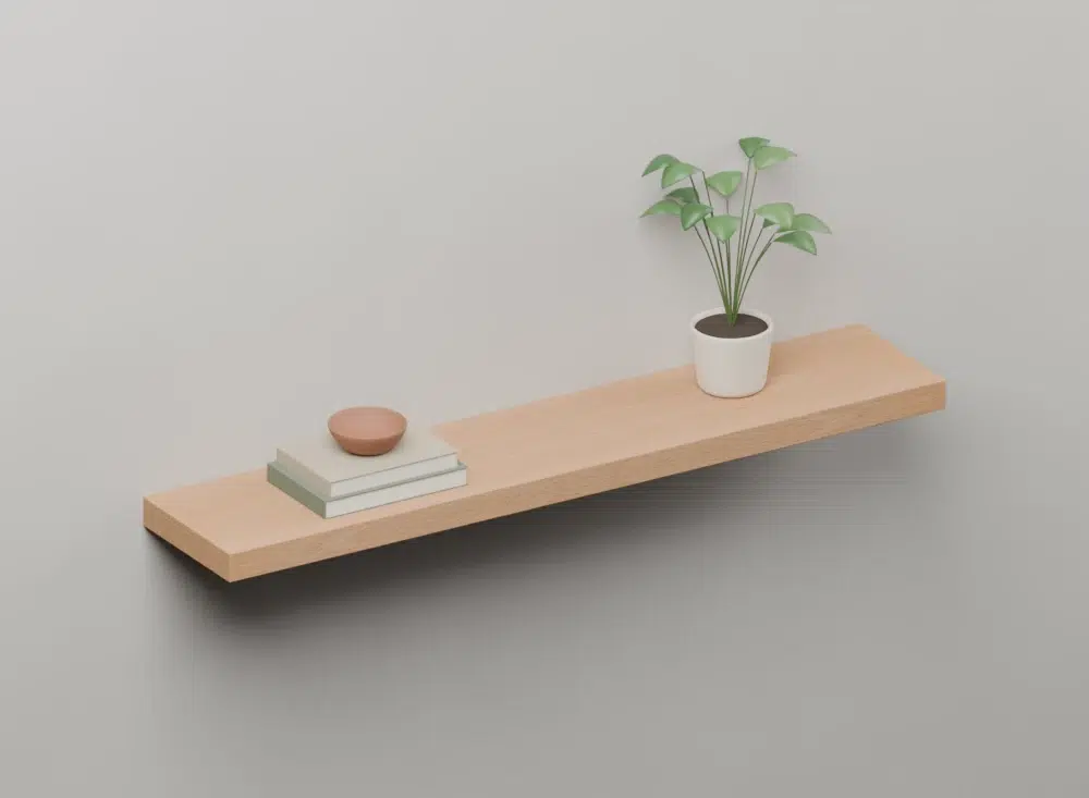 Beech veneered floating shelf - Styled view