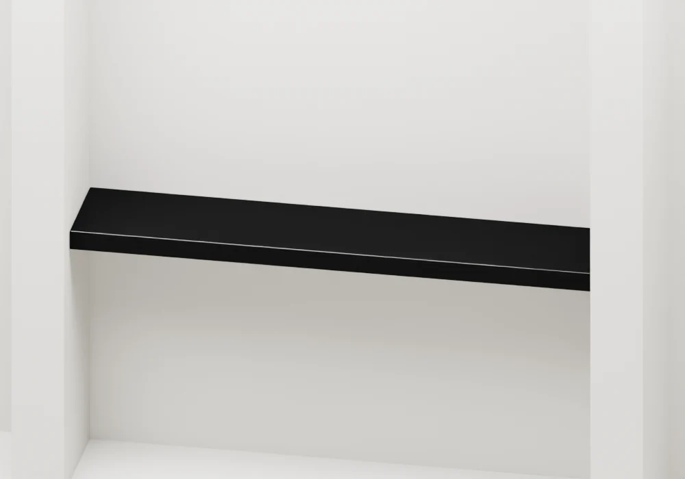 Black Gloss Alcove shelf - Approved perspective view