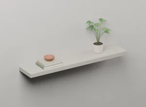Dove Grey HPL floating shelf - Styled view