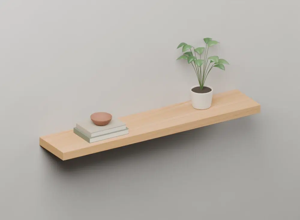 Maple veneered floating shelf - Styled view