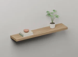 Oak veneered floating shelf - Styled view