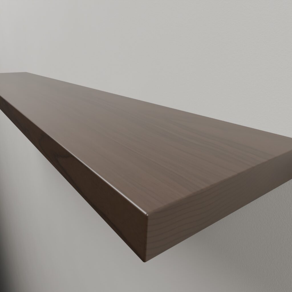 Solid Walnut Floating Shelves — Close-up corner