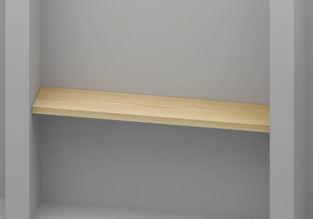 Solid Ash Alcove shelf - Approved perspective view