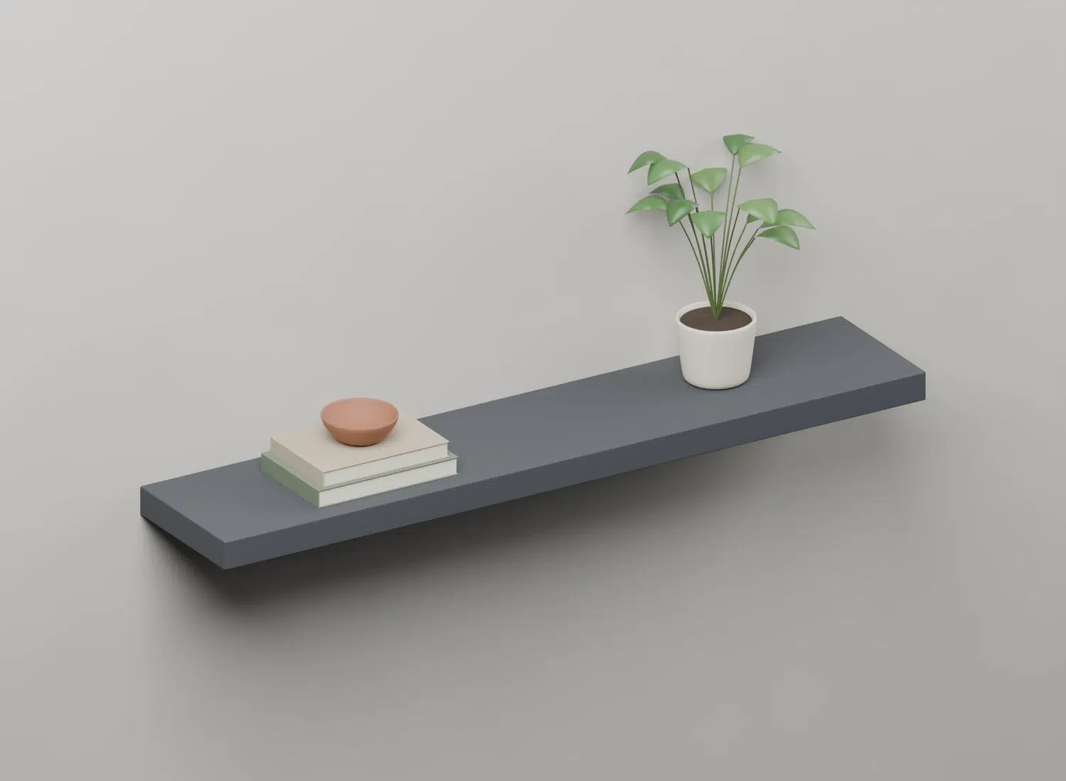Blade Grey HPL floating shelf - Styled view