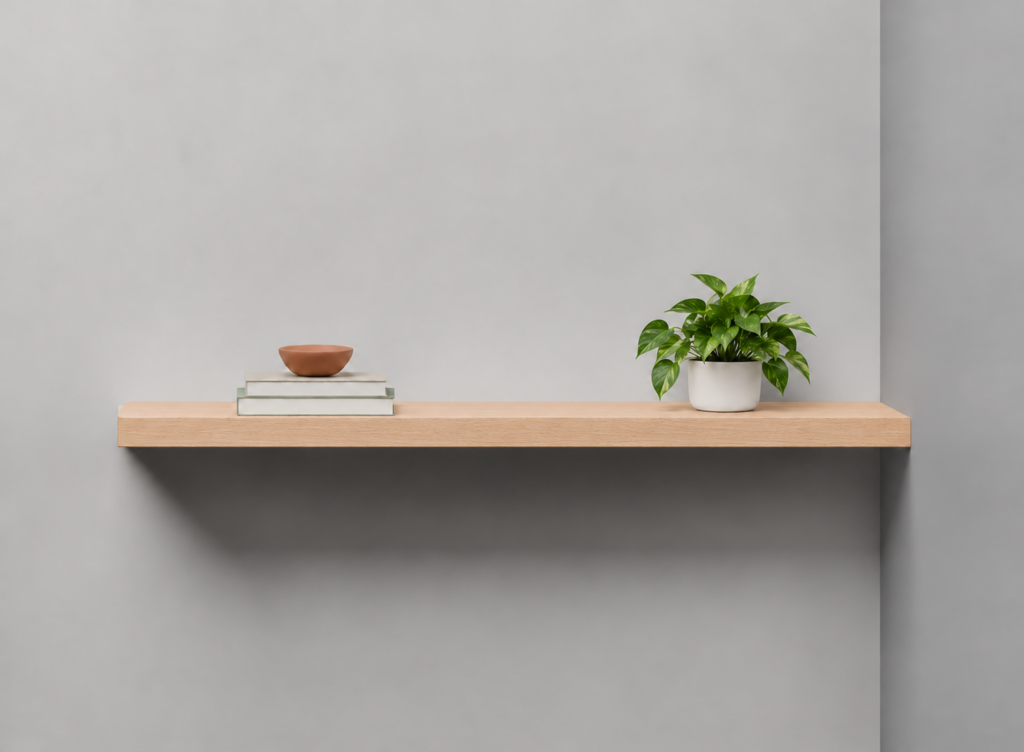 Beech Half Front alcove shelf render