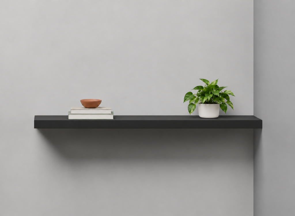 Black Matt Half Front alcove shelf render
