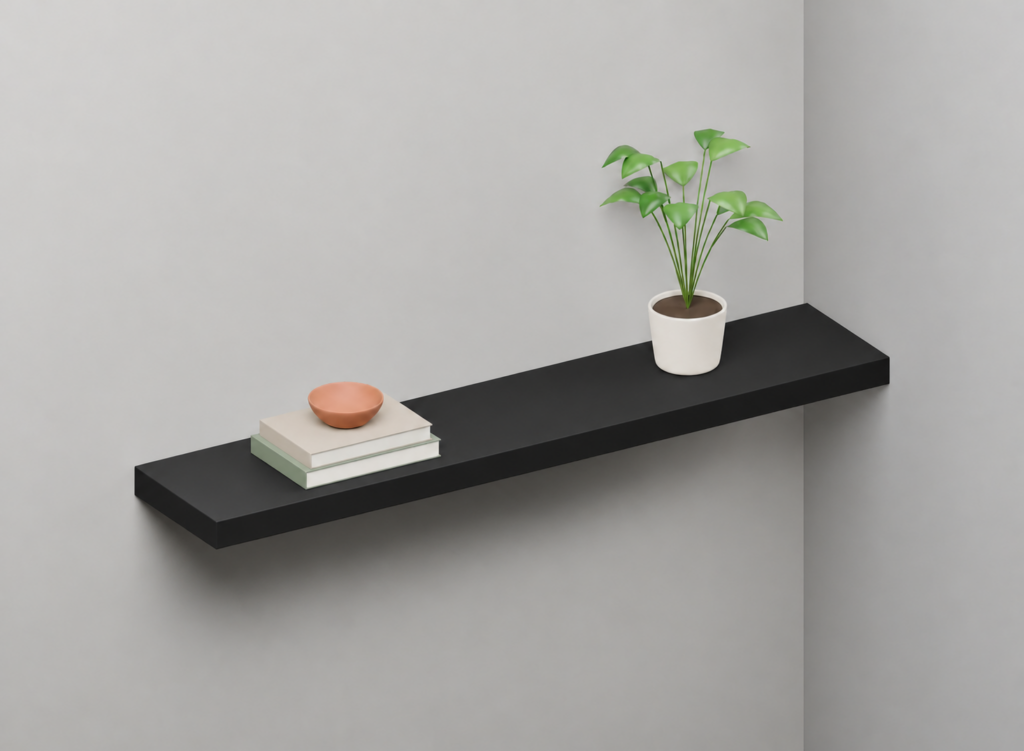 Black Matt Half Styled alcove shelf render