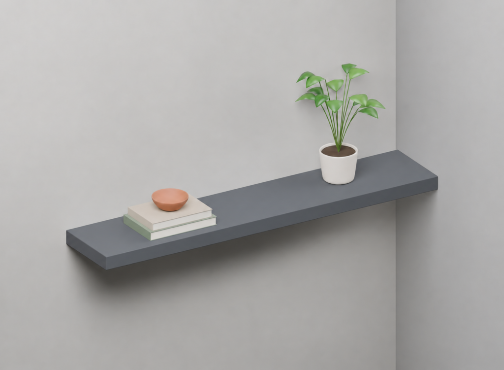 Blade Grey Half Styled alcove shelf render