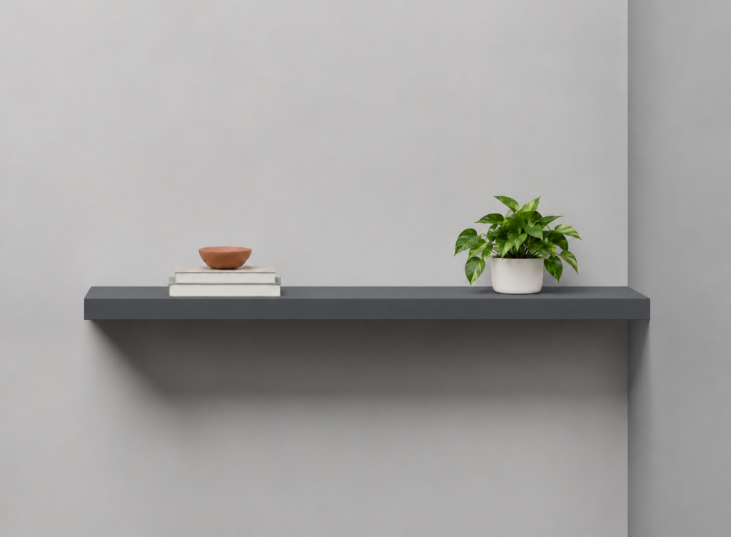 Charcoal Grey Half Front alcove shelf render