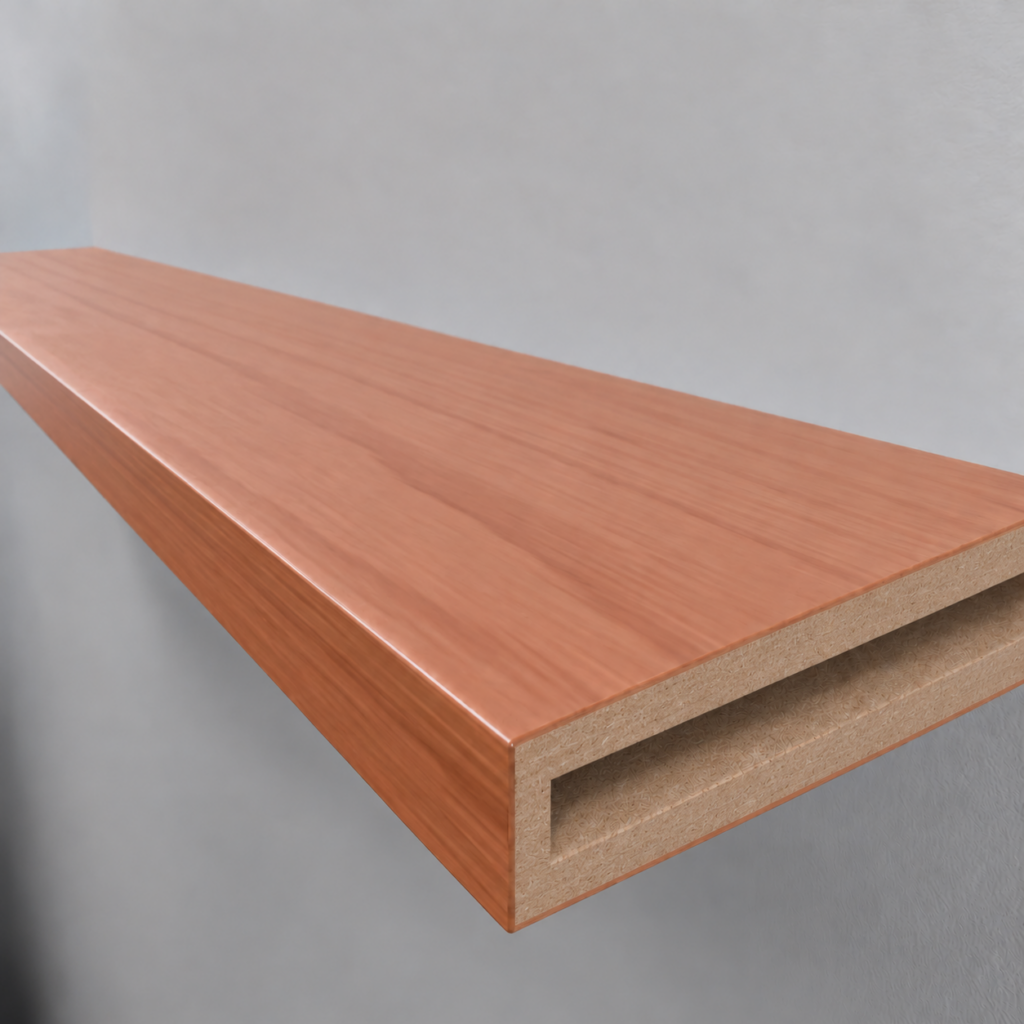 Cherry veneer — grooved alcove wall-end detail