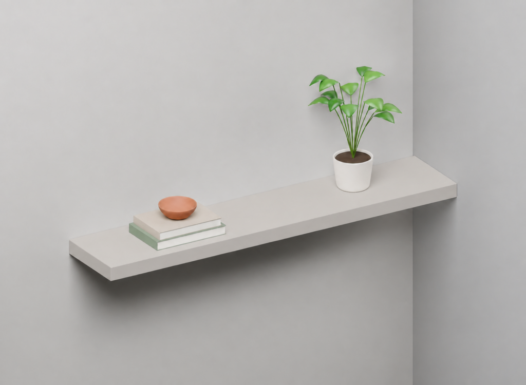 Dove Grey Half Styled alcove shelf render