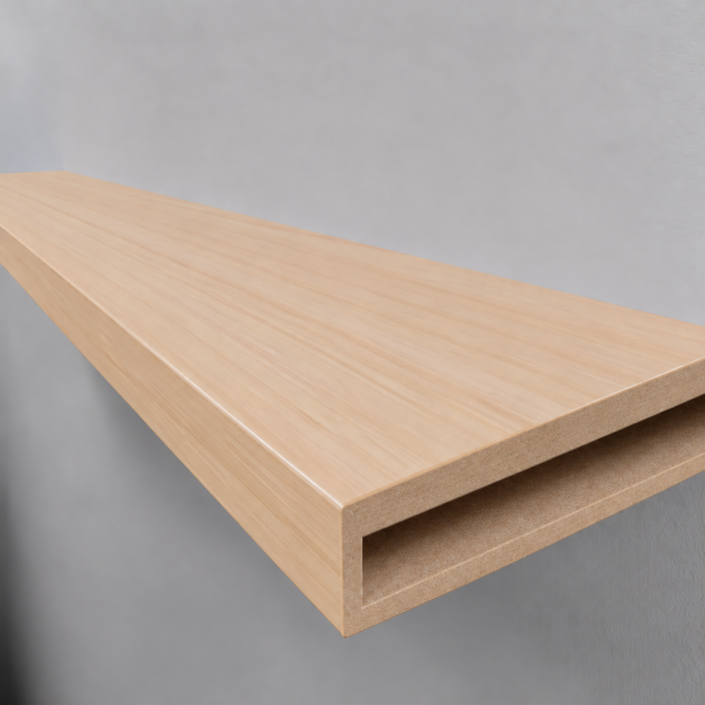 Maple veneer — grooved alcove wall-end detail