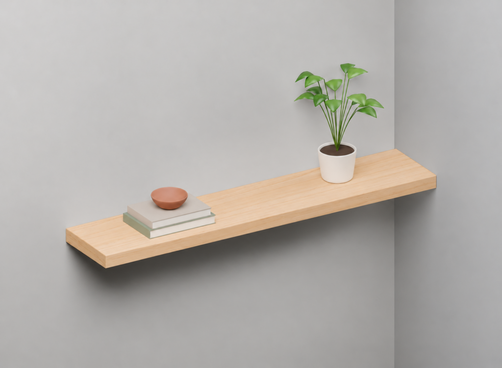 Maple Half Styled alcove shelf render