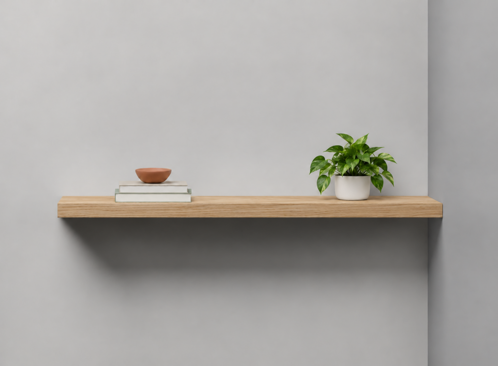 Oak Half Front alcove shelf render