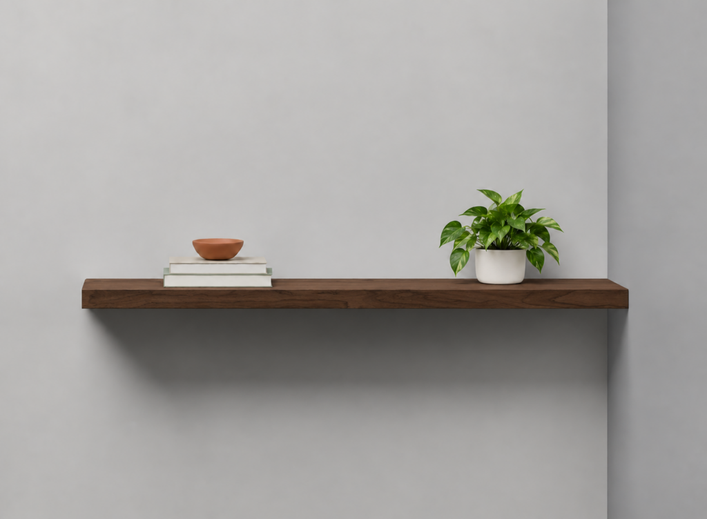 Solid Walnut Half Front alcove shelf render