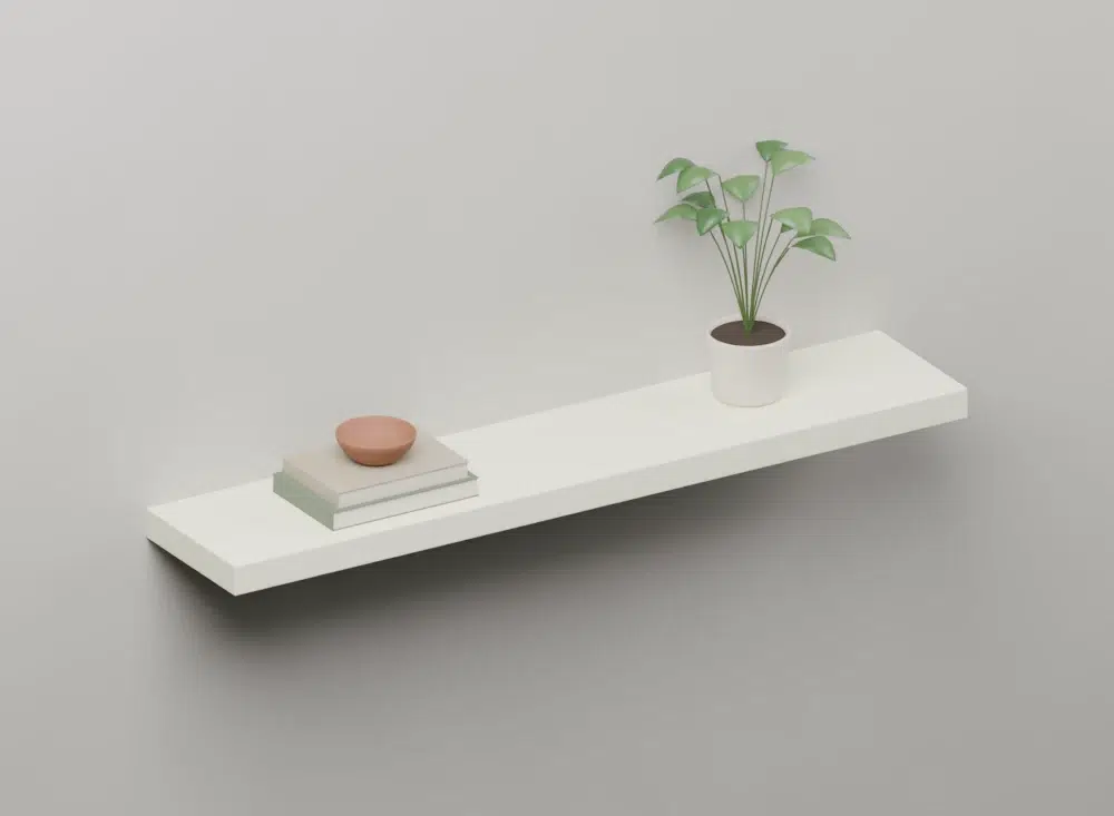 Ivory Floating Shelf — styled ISO view