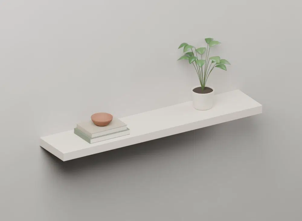Latte Floating Shelf — styled ISO view