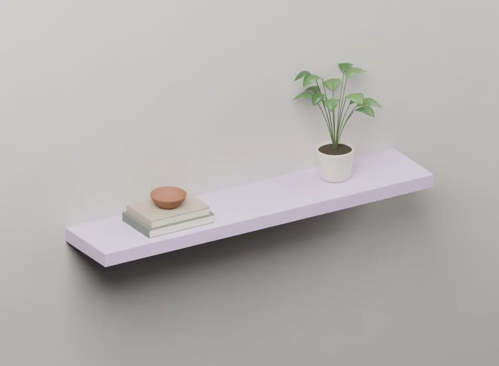 Lilac Floating Shelf — styled ISO view