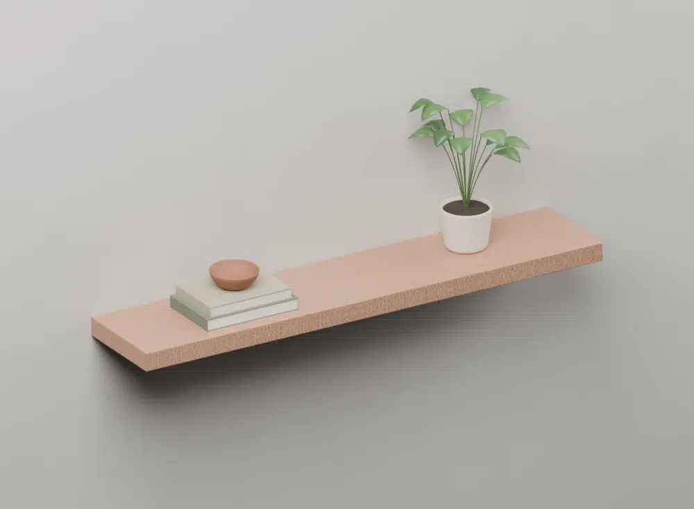Brushed Copper Floating Shelves — styled ISO view