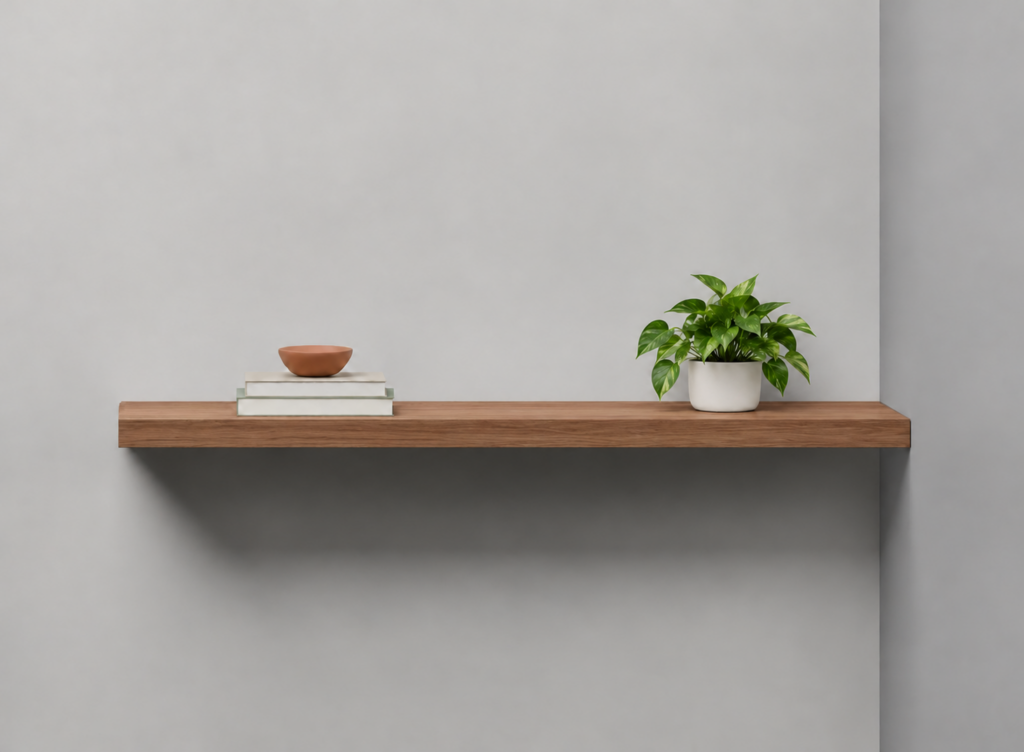 Walnut Half Front alcove shelf render