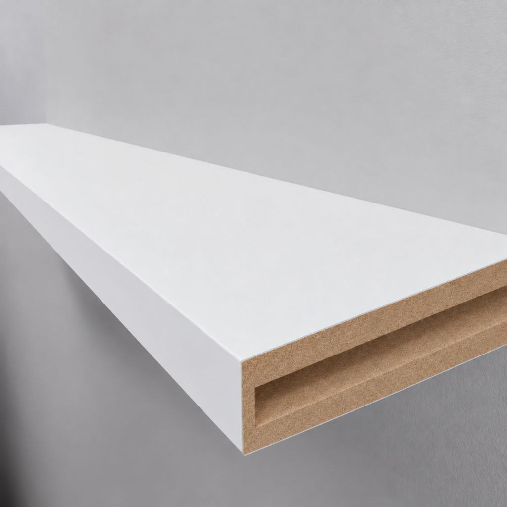 White matt — grooved alcove wall-end detail