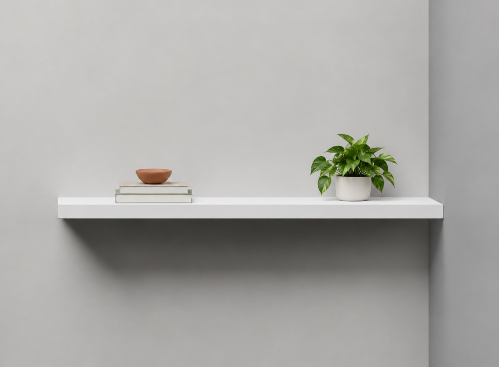 White Matt Half Front alcove shelf render